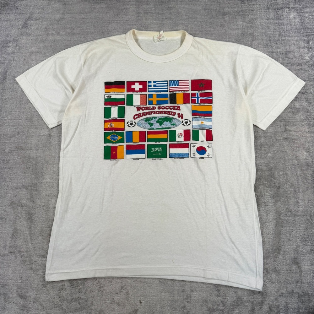 Oceanic World Soccer Shirt Mens Large White Vtg Championship 1994 Flags Football